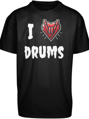 Heavy Oversize Tee I love drums zwart