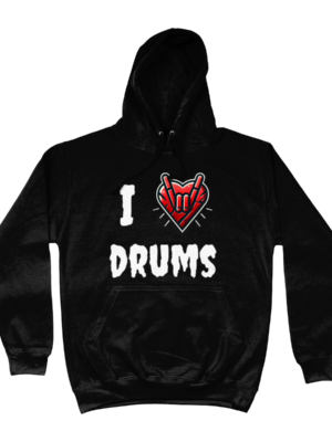 Hoodie - I love drums zwart
