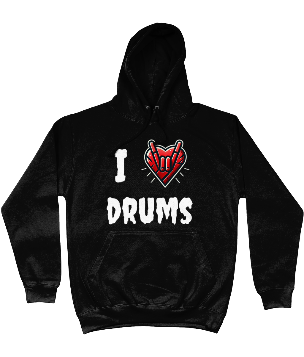 Hoodie - I love drums zwart